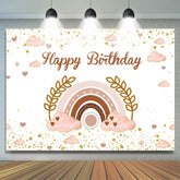 Lofaris Pink Cloud Rainbow Leaves Glitter Birthday Backdrop
